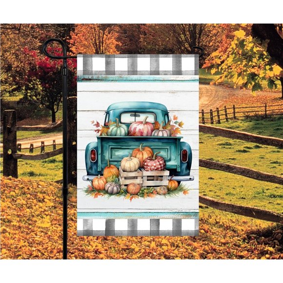 Fall Pumpkin Truck Garden Flag - Picture 1 of 5